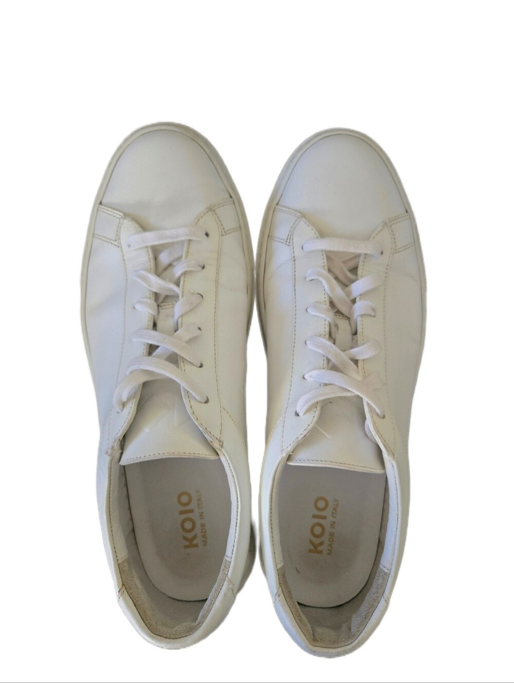 ◾️ Men's Koio Capri Triple White Leather Sneakers, Size 10 Made in Italy - Picture 2 of 11